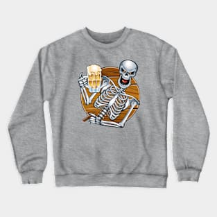 Human skeleton with beer glass Crewneck Sweatshirt